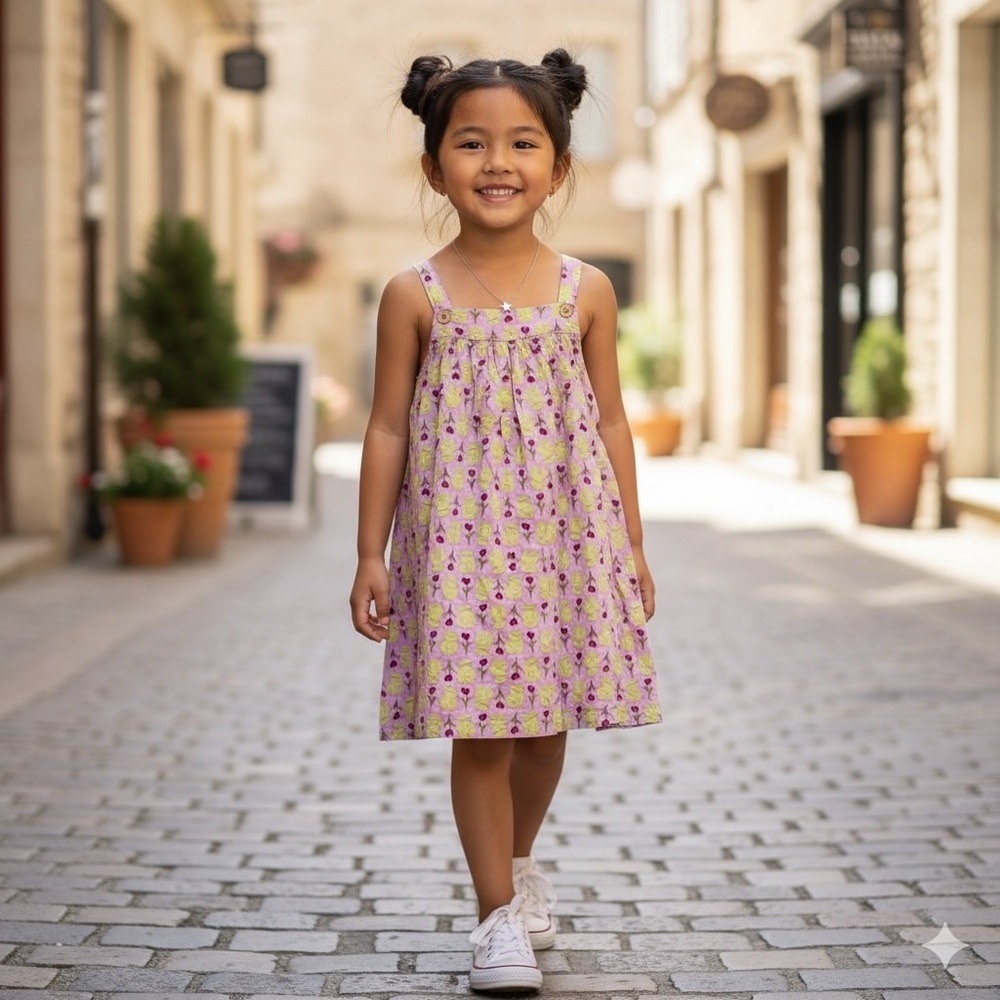 Pink Chicken Smiling Frog Adjustable Sundress